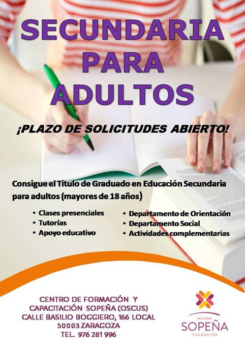 Inscríbete en los cursos de Secundaria para adultos de Fundación Dolores Sopeña