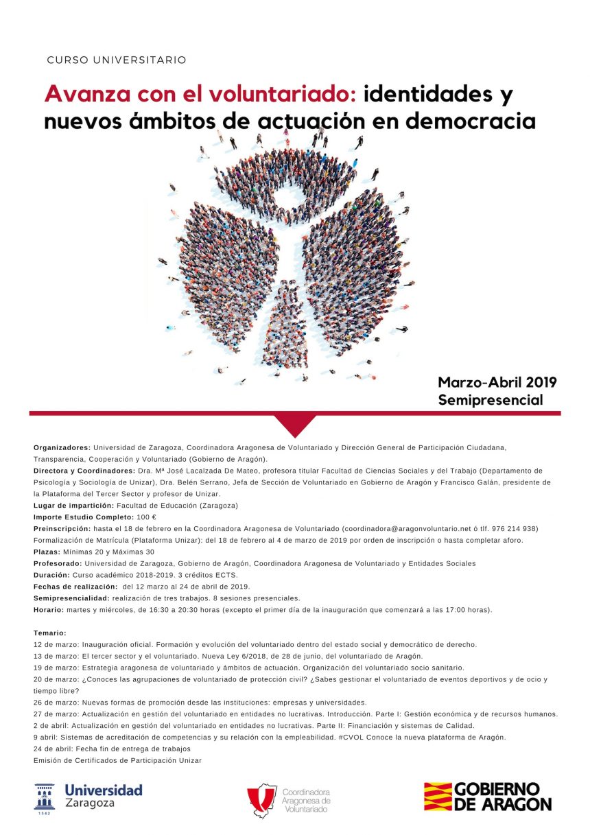 Nueva edición del curso universitario Avanza con el voluntariado Nueva edición del curso universitario Avanza con el voluntariado
