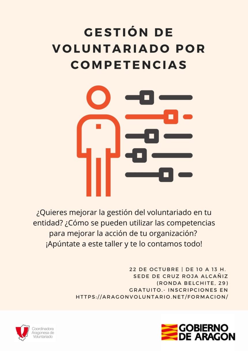 Participa en nuestro taller de “Gestión de voluntariado por competencias” en Alcañiz