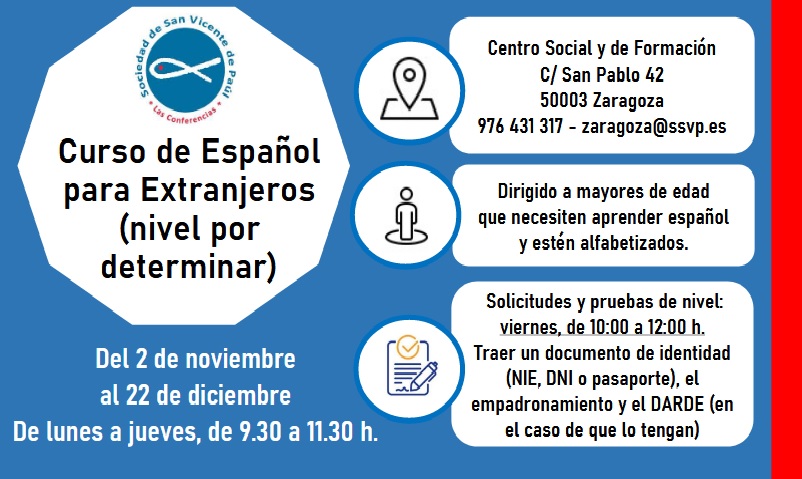 SSVP lanza un nuevo curso de español para personas extranjeras