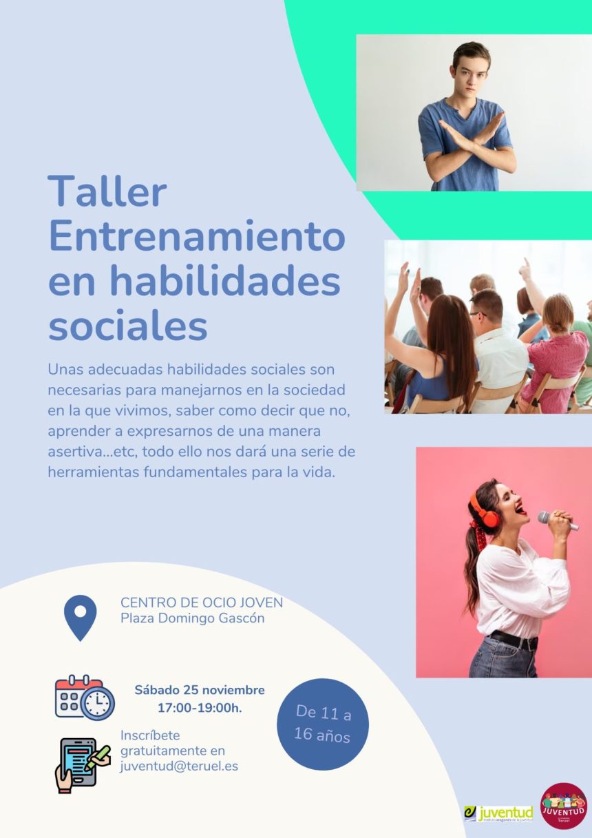 El IAJ y el Ayuntamiento de Teruel organizan el taller “Entrenamiento en Habilidades Sociales” para adolescentes