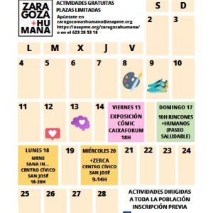 Asapme programa nuevas actividades dentro del proyecto “Zaragoza + Humana”