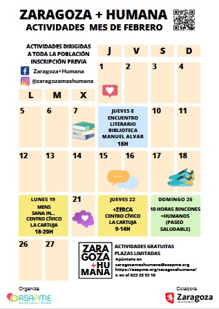 Asapme Aragón ya tiene listas nuevas actividades de “Zaragoza+Humana”