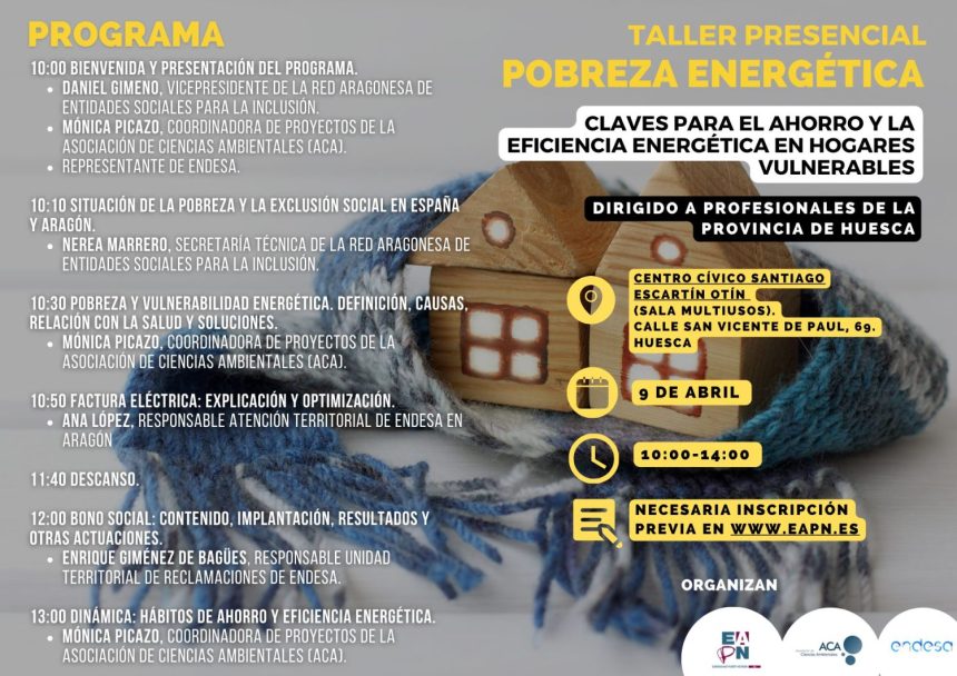 ¡Apúntate a los talleres de pobreza energética en Huesca y Teruel!