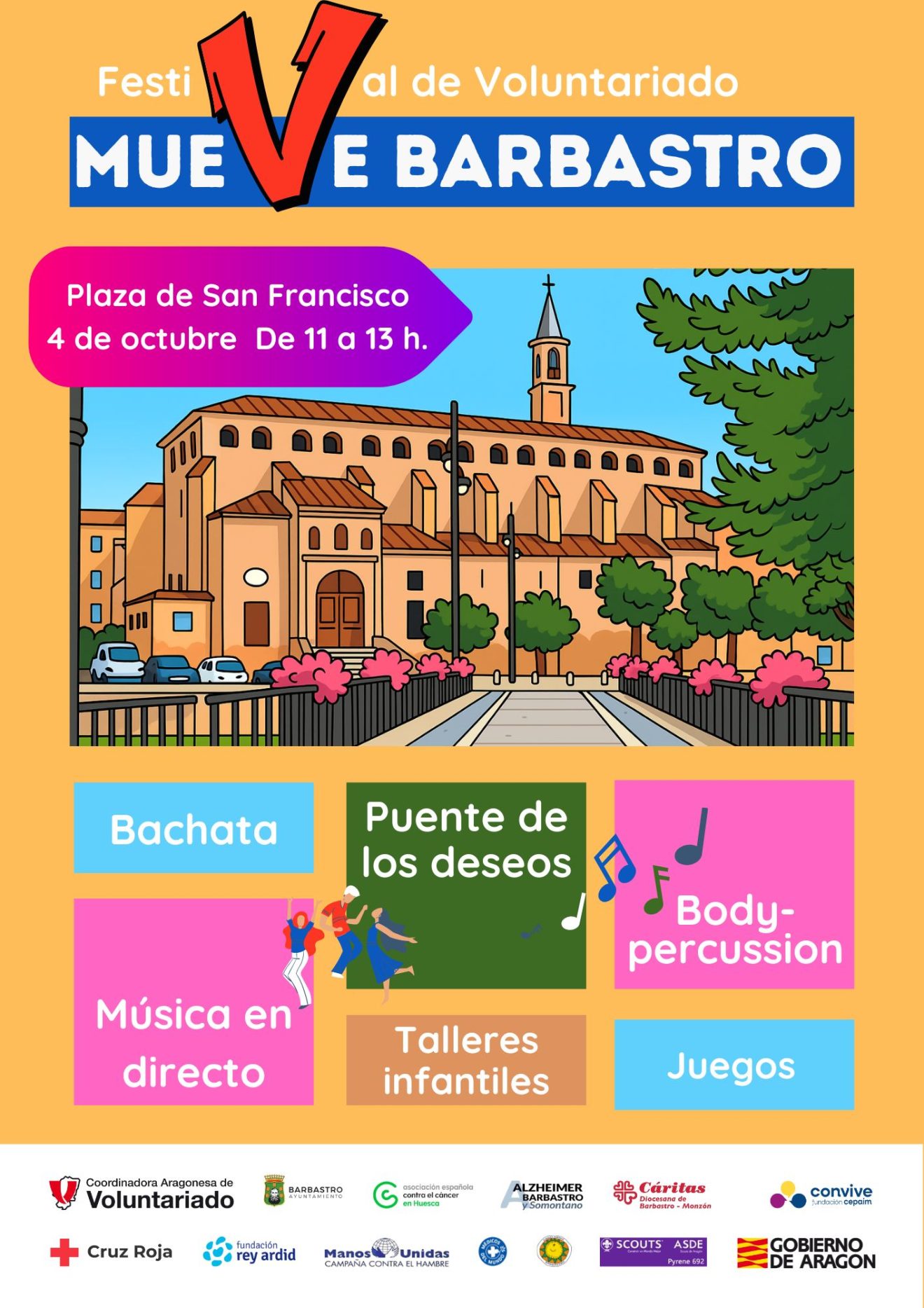 BARBASTRO CELEBRARÁ EL FESTIVAL DE VOLUNTARIADO “MUEVE BARBASTRO” EL 4 DE OCTUBRE EN LA PLAZA DE SAN FRANCISCO